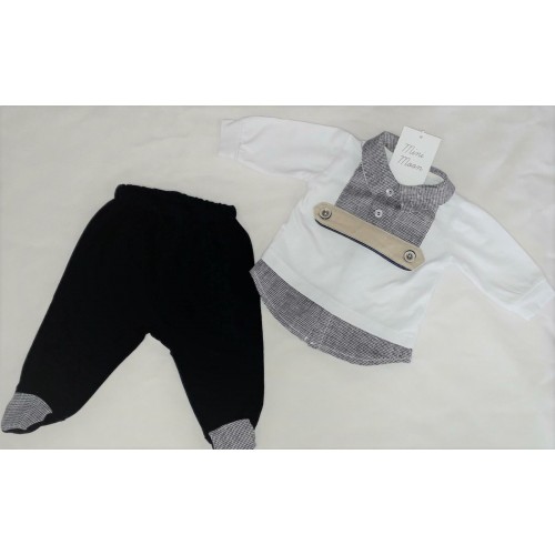 BabyClic Completo Baby Maglia + Pantaloni - Elefanti - 100% Cotone